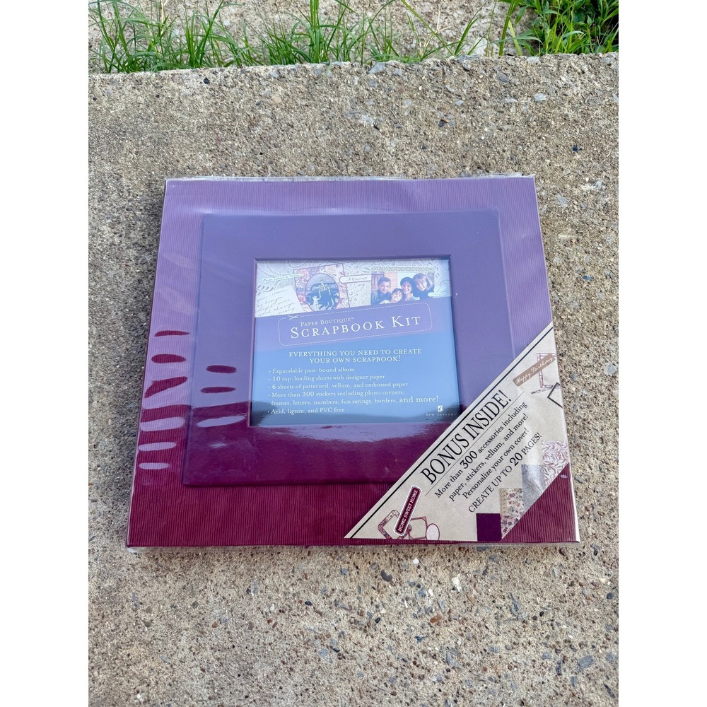 New Seasons Paper Boutique Scrapbook Kit Burgundy Post Bound Album 300+ Stickers